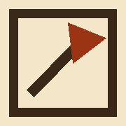 Pencil arrow on a parchment tile